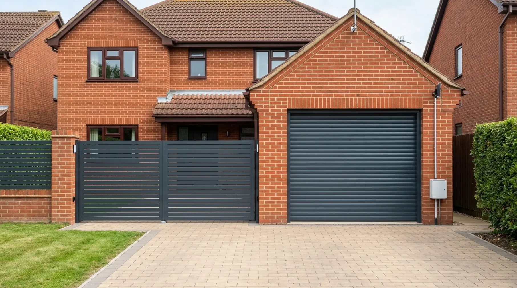 Anthracite roller door and gate.